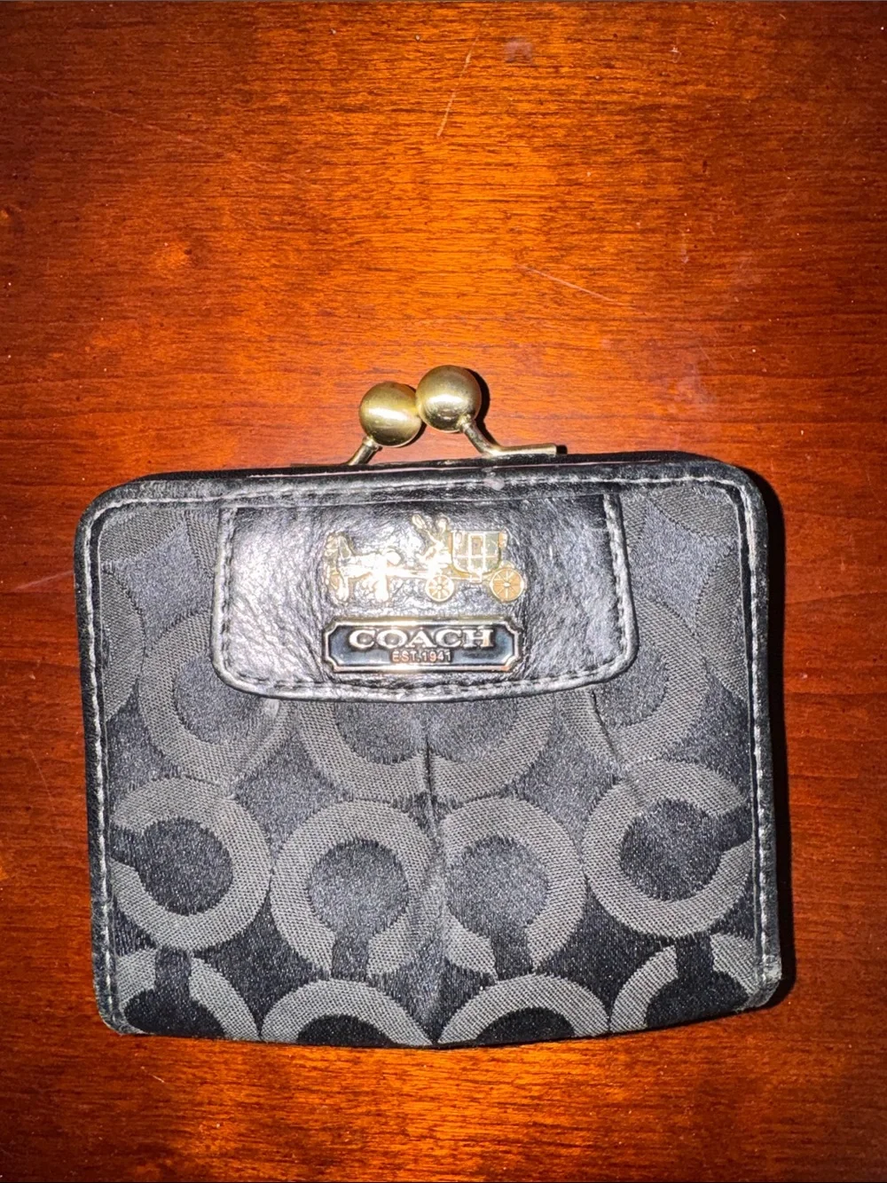 Vintage COACH Black Signature Canvas Coin Wallet